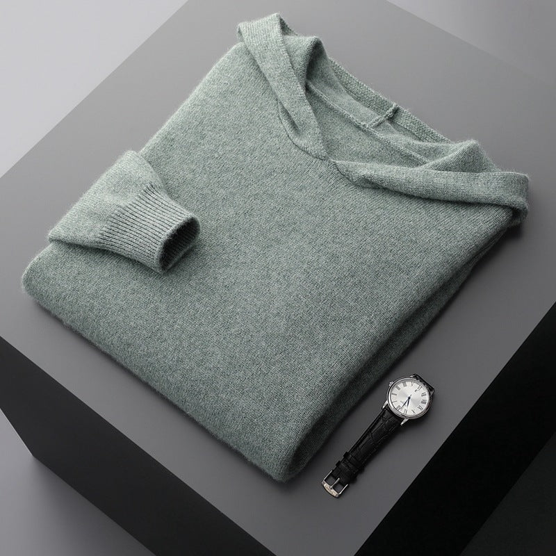 Men's Knitted Cashmere Hooded Sweater - threadspired