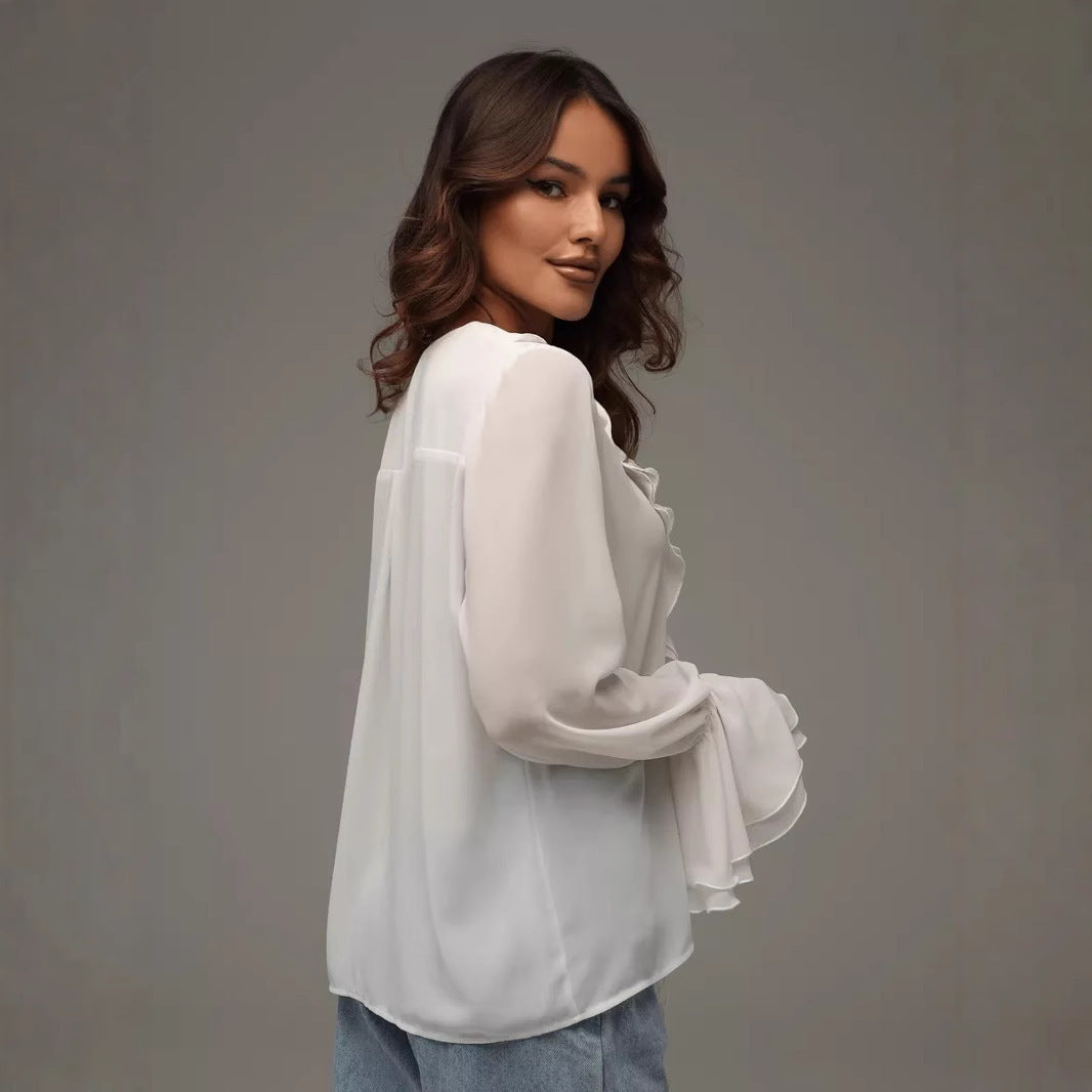Ruffled Shawl-style Top - threadspired