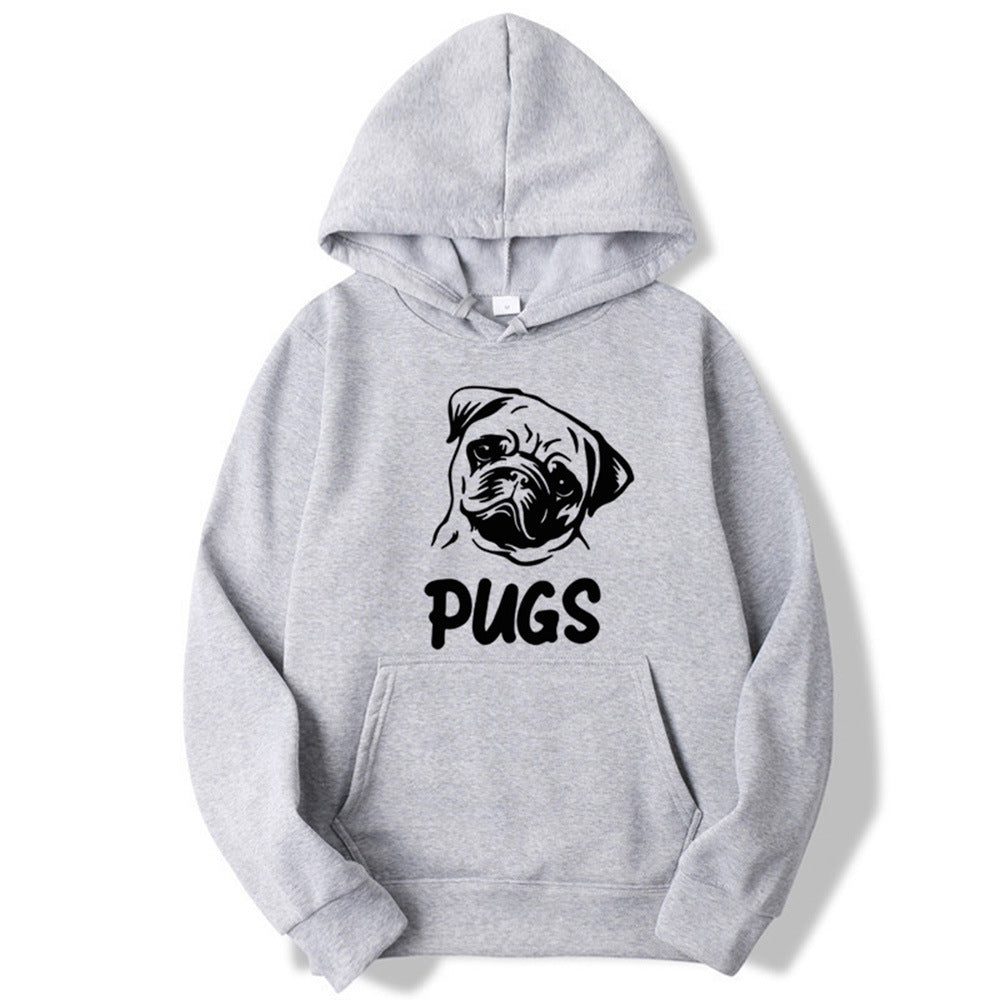 Pug Printed Hoodie - threadspired