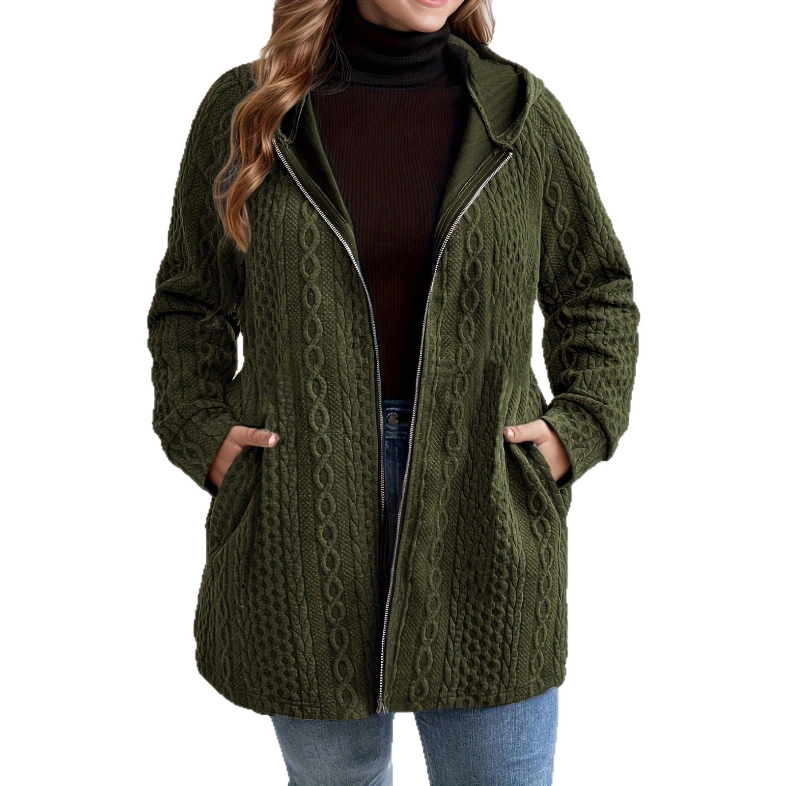 Solid-Color Patchworked Hooded Coat - threadspired