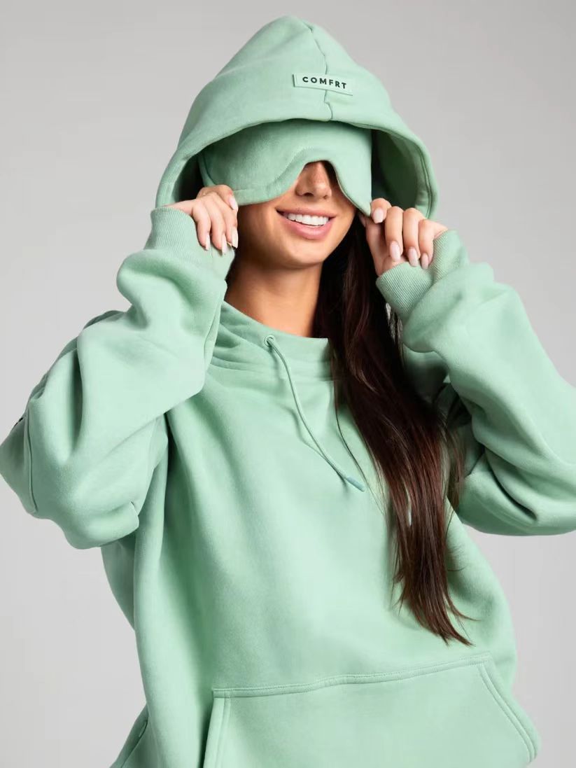 Colourful Hoodie With Drawstring Eye Mask - threadspired