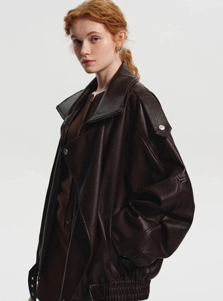 Fleece-lined, Padded Leather Jacket - threadspired