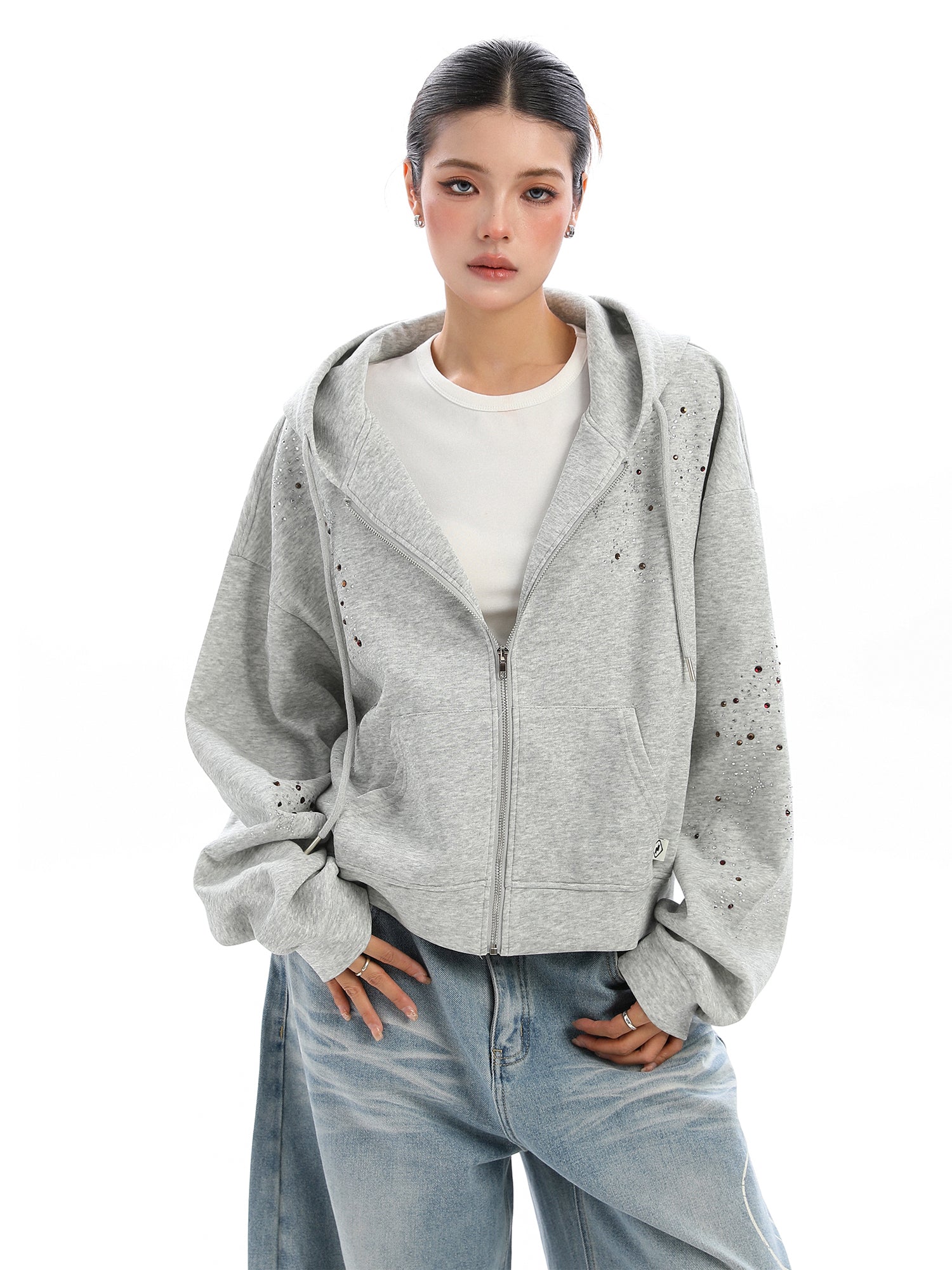 Starry Rhinestone Hoodie - threadspired
