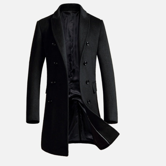 Woolen slim fit trench coat - threadspired