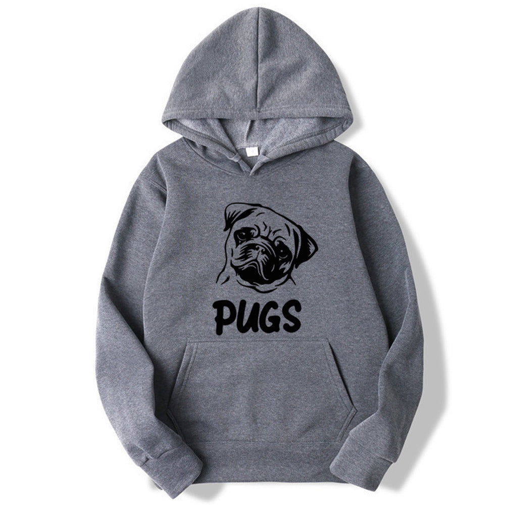 Pug Printed Hoodie - threadspired