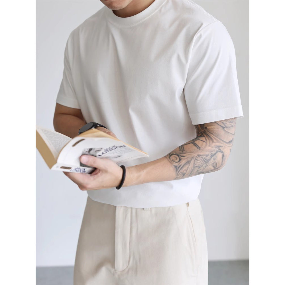 Round Neck Short Sleeve Plain Tee - threadspired