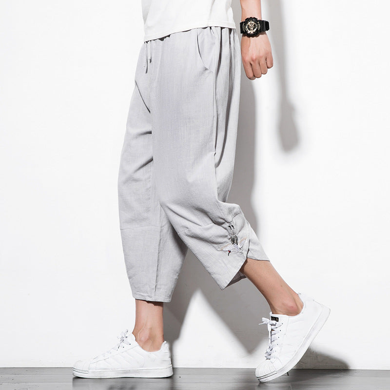 Embroidery Cropped Pants - threadspired