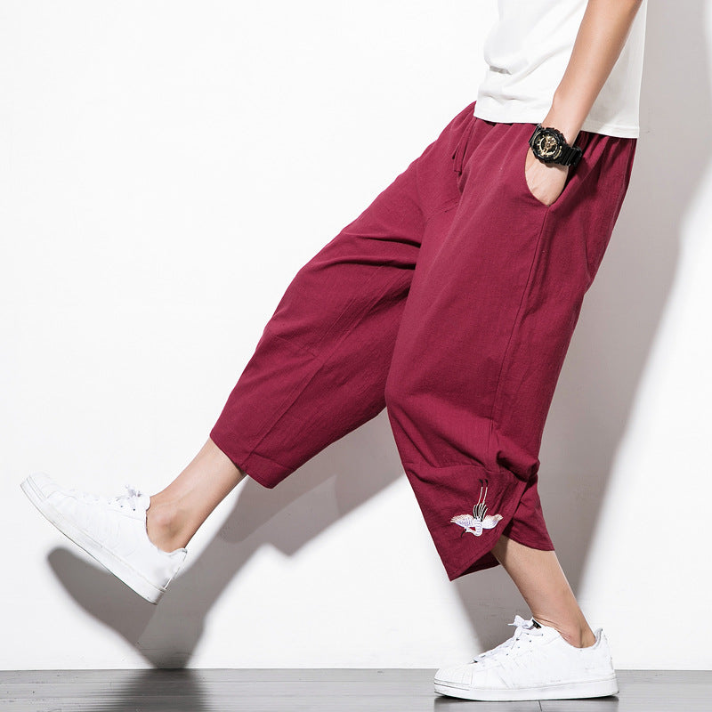 Embroidery Cropped Pants - threadspired