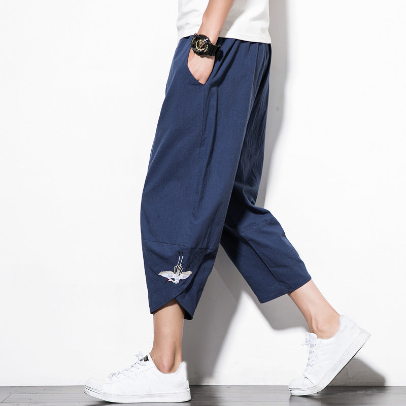 Embroidery Cropped Pants - threadspired