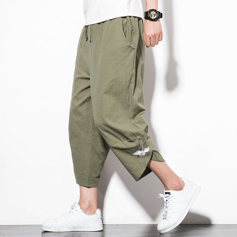Embroidery Cropped Pants - threadspired