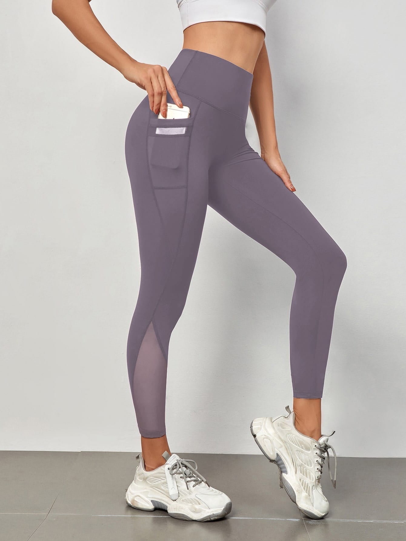 High Waist Grenadine Stitching Yoga Pants - threadspired