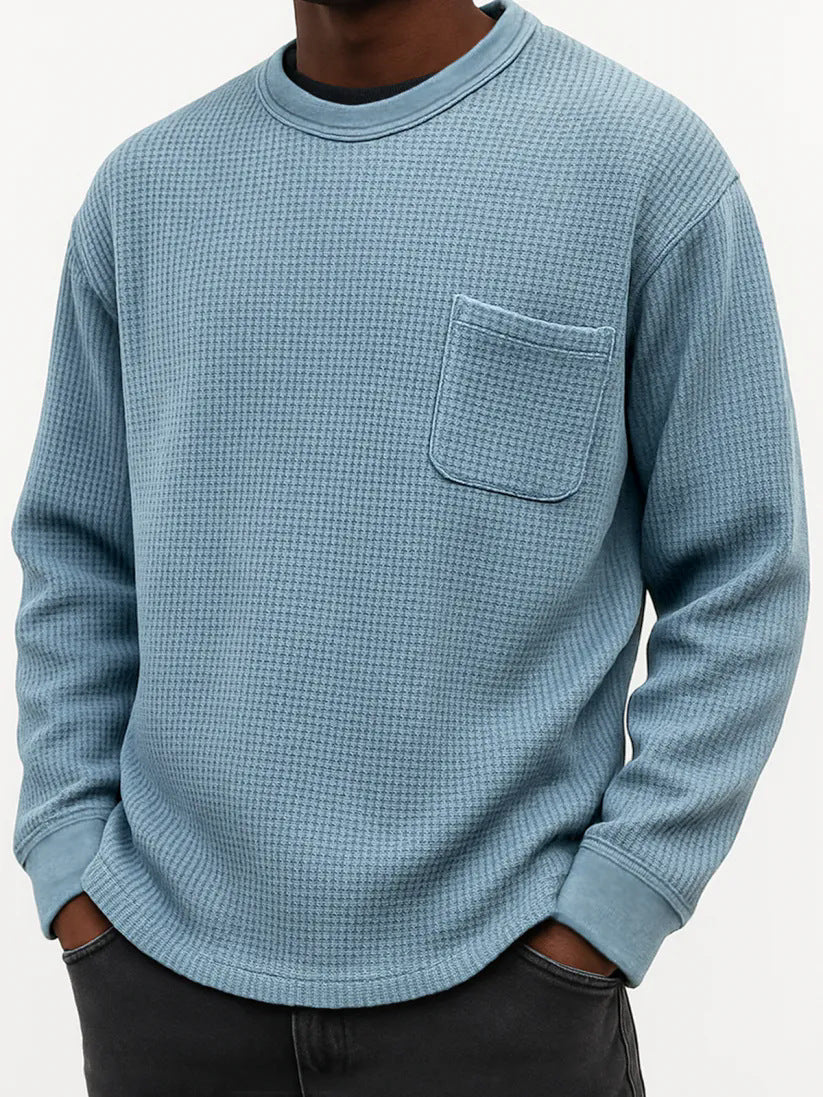 Men's Plus-Size Casual Crew-Neck Long-Sleeve Sweatshirt - threadspired