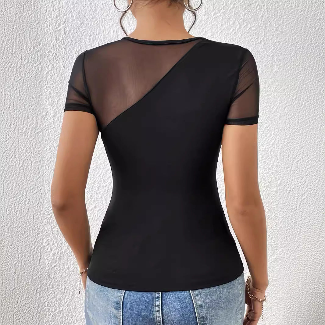 Short-Sleeve Mesh-Panel T-Shirt - threadspired