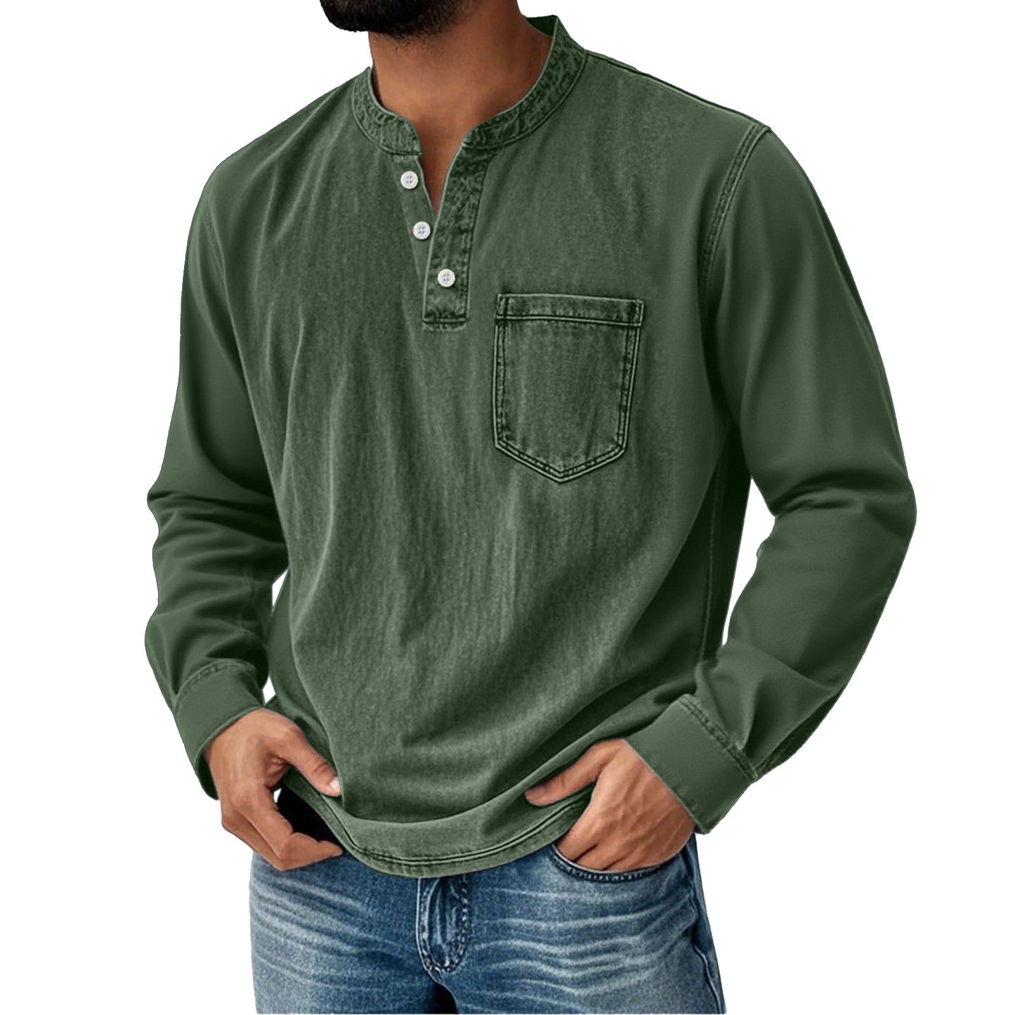 Three-button Long-sleeve Shirt