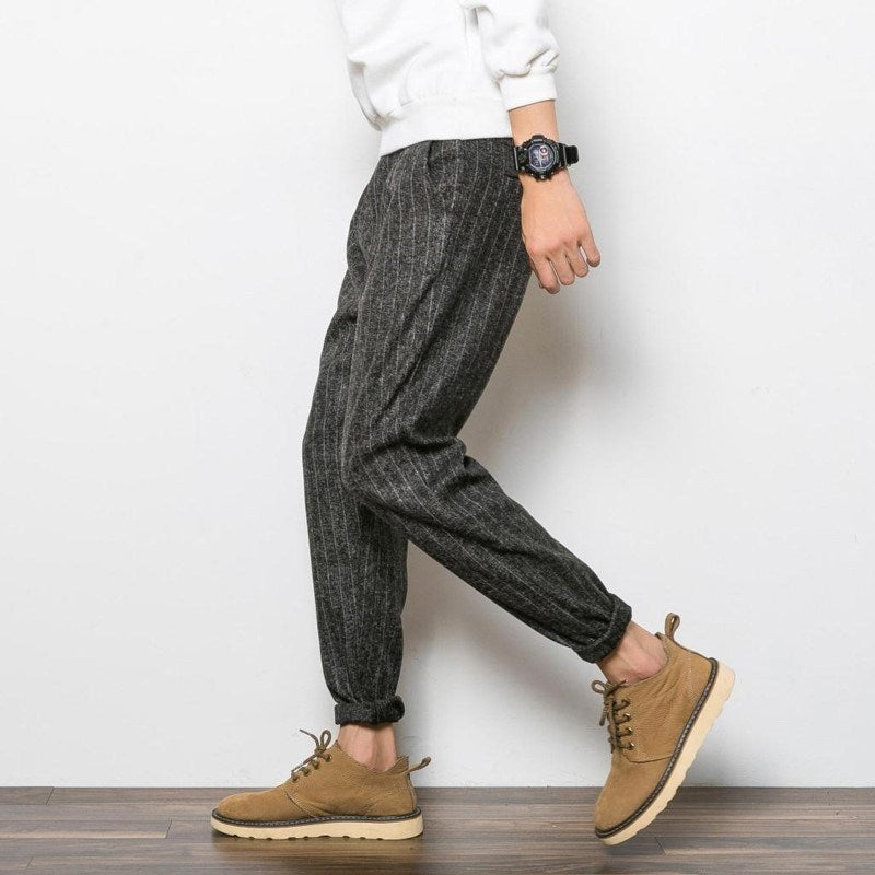 Striped casual Trousers - threadspired