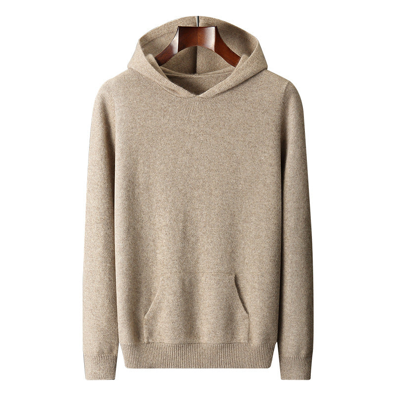 Men's Knitted Cashmere Hooded Sweater - threadspired