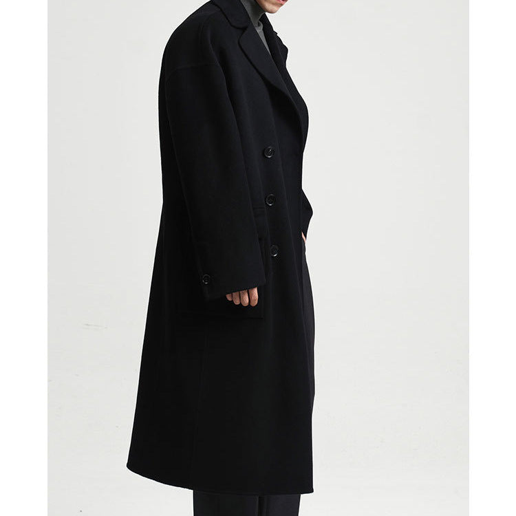 Long Double-faced Woolen Overcoat - threadspired