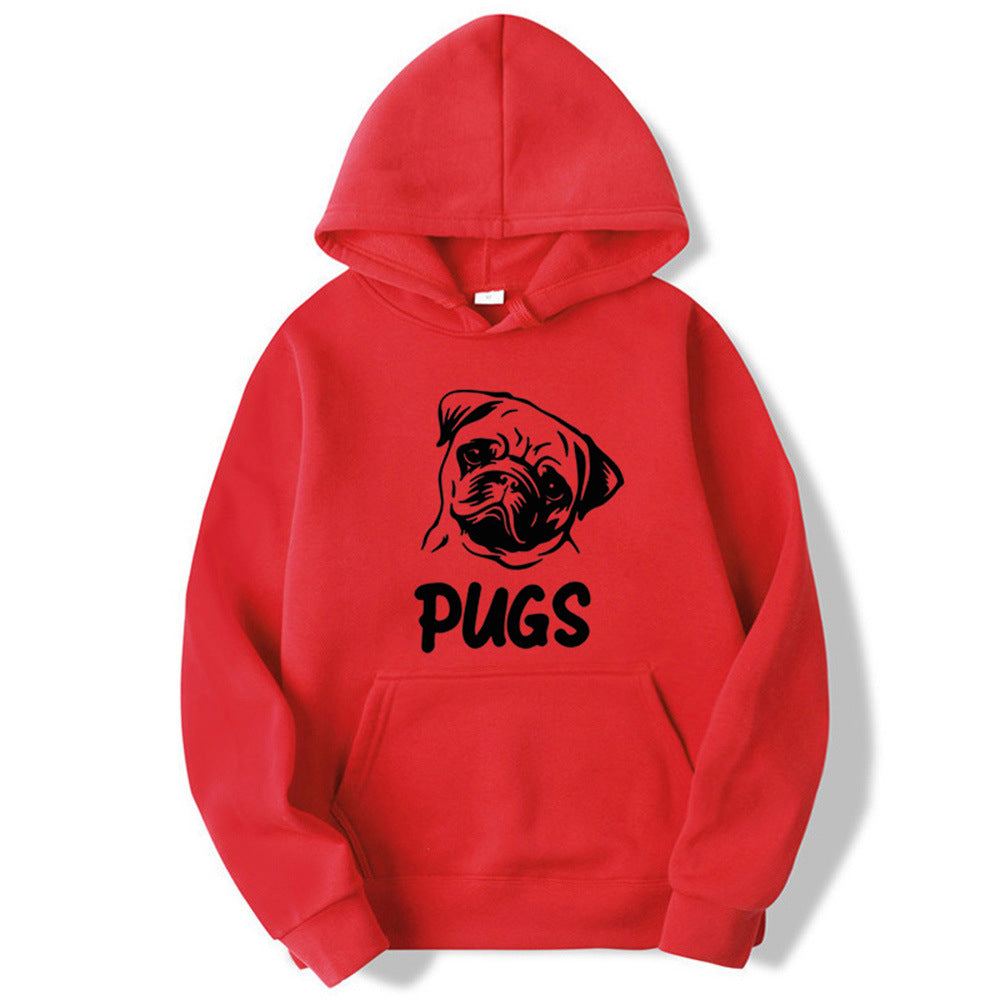 Pug Printed Hoodie - threadspired