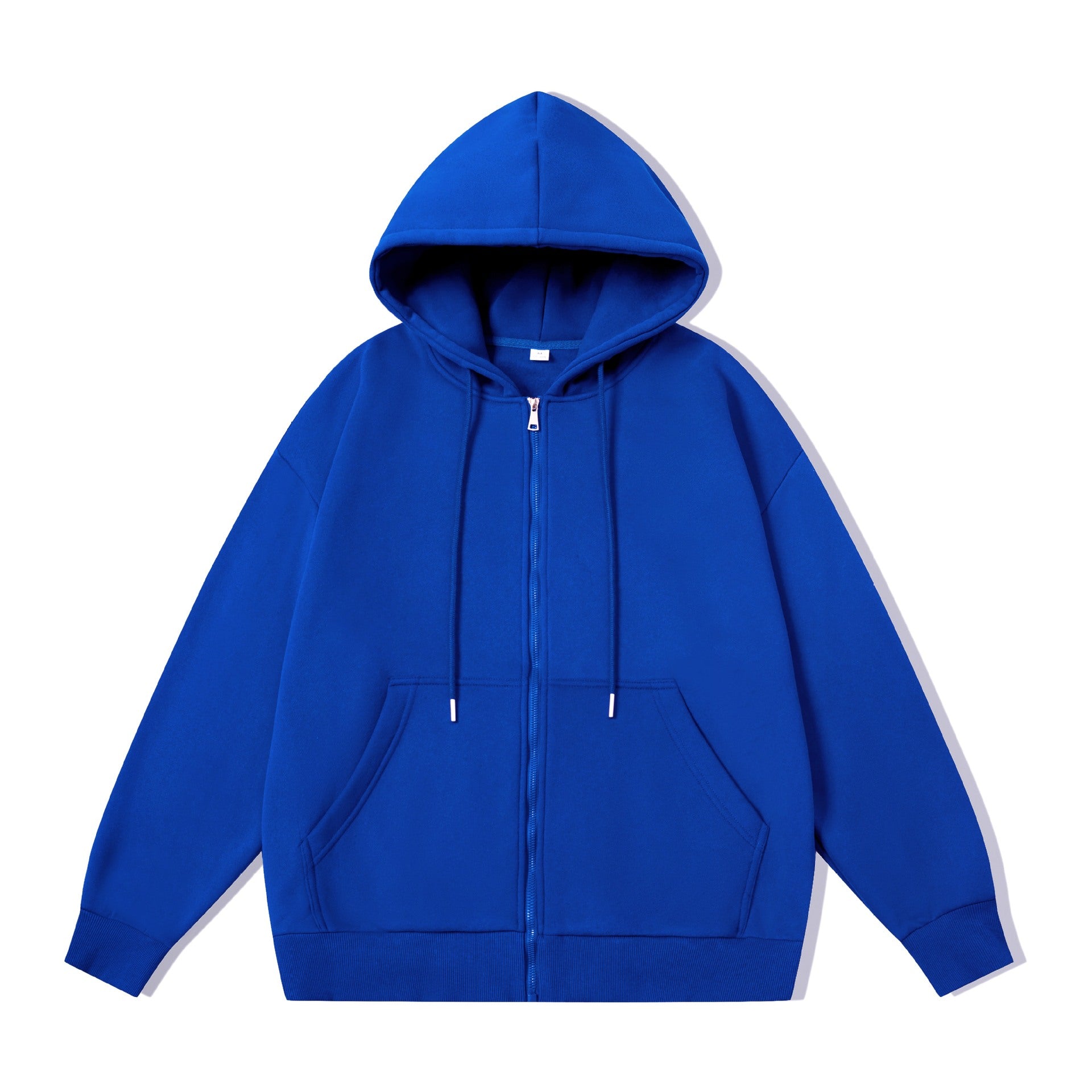 Double-zipper And Solid-color Long Sleeves Hoodie - threadspired