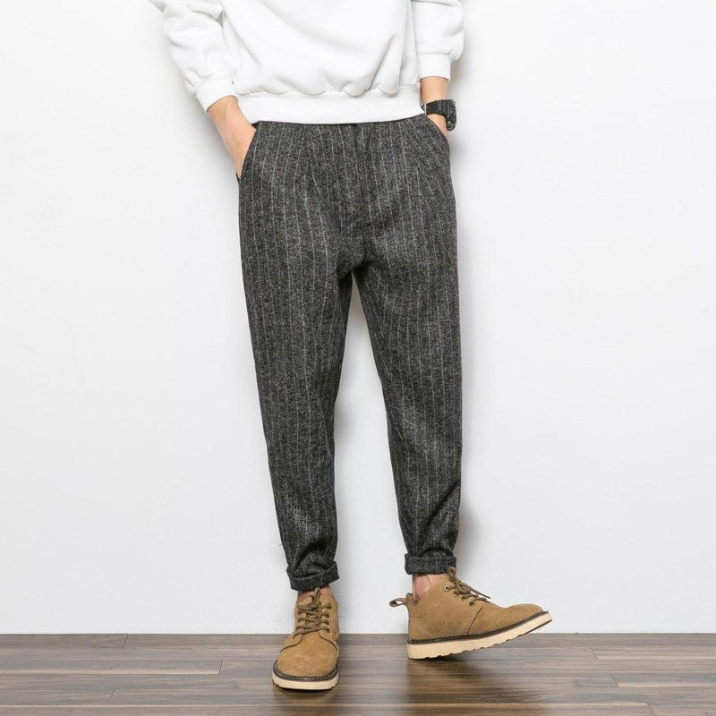 Striped casual Trousers - threadspired