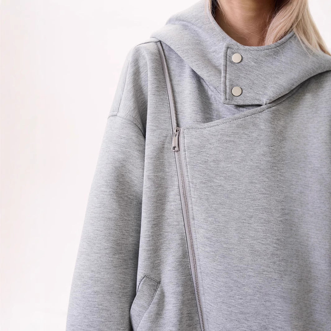 Double Zipper Hooded Sweater - threadspired