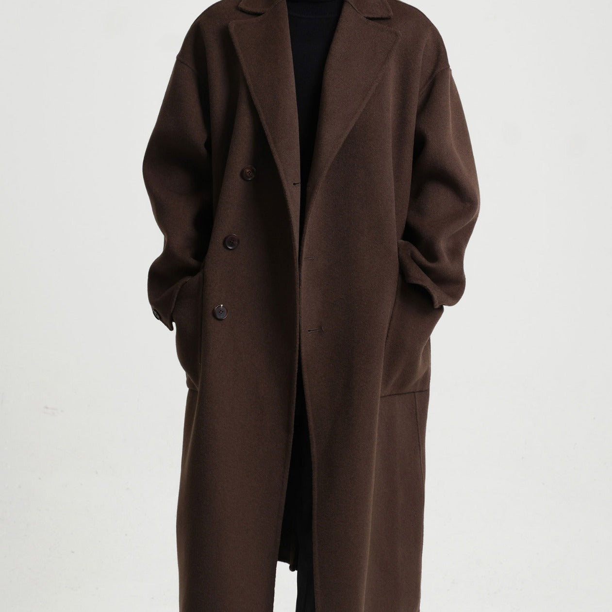 Long Double-faced Woolen Overcoat - threadspired