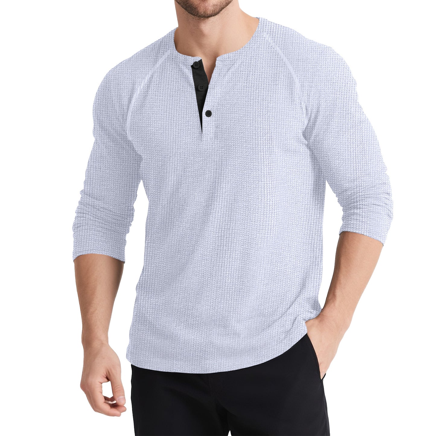 Three-button Solid Colour Comfy Sweashirt - threadspired