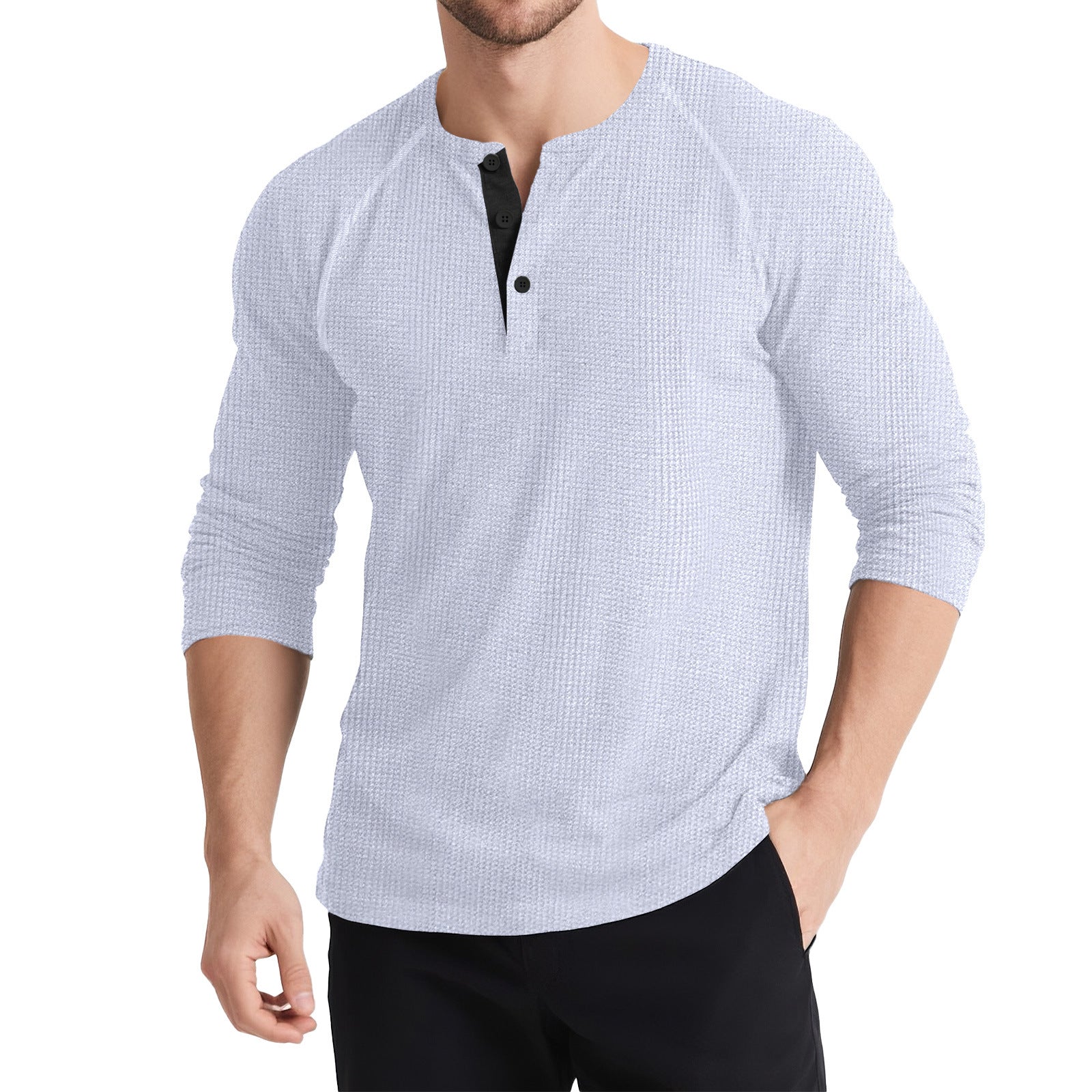 Three-button Solid Colour Comfy Sweashirt - threadspired