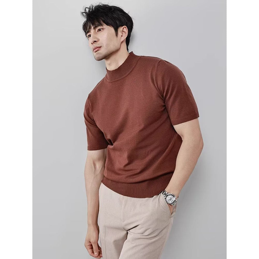 Knitted Half Turtleneck Solid Color Top - threadspired