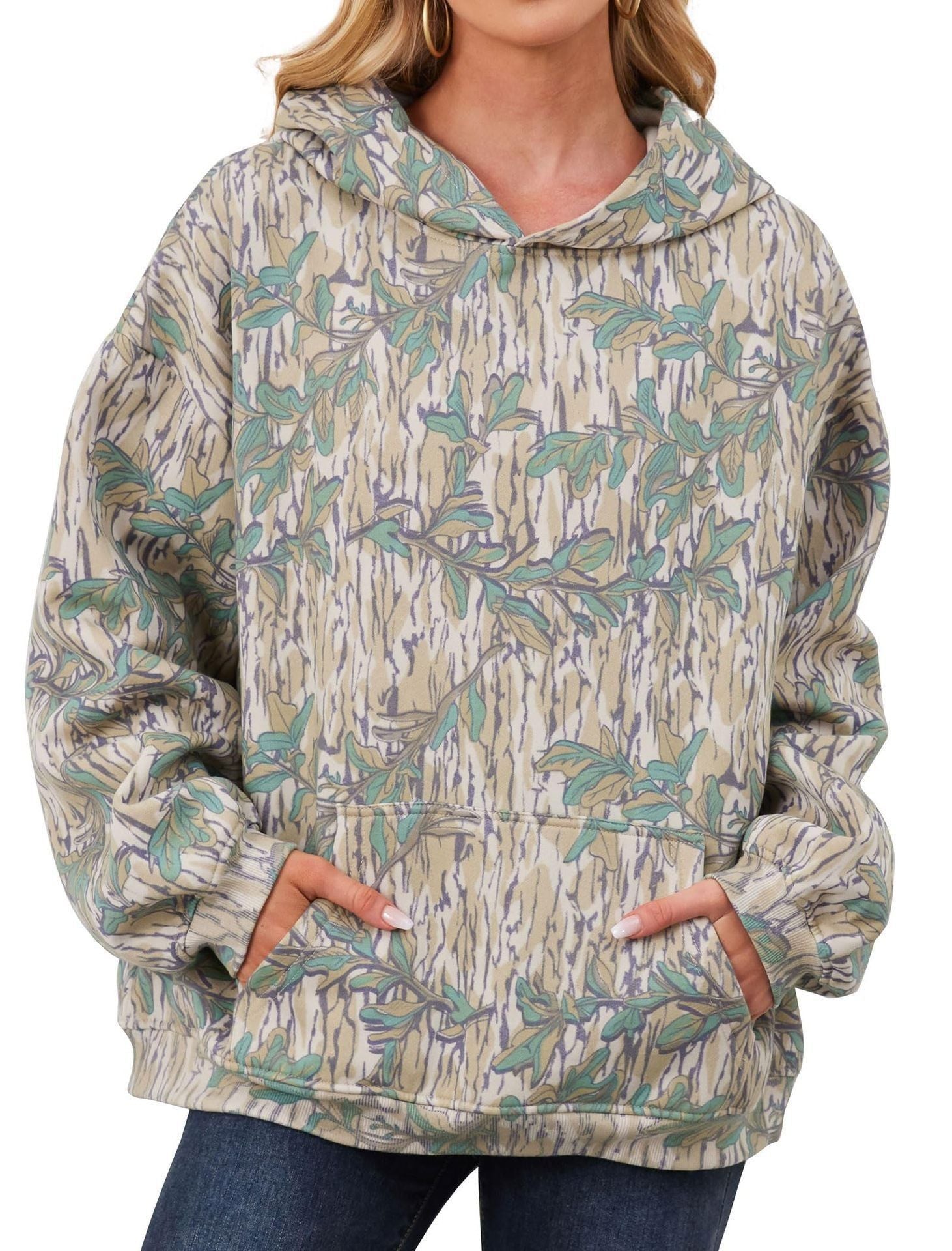 Maple Leaf Patterned Hoodie - threadspired