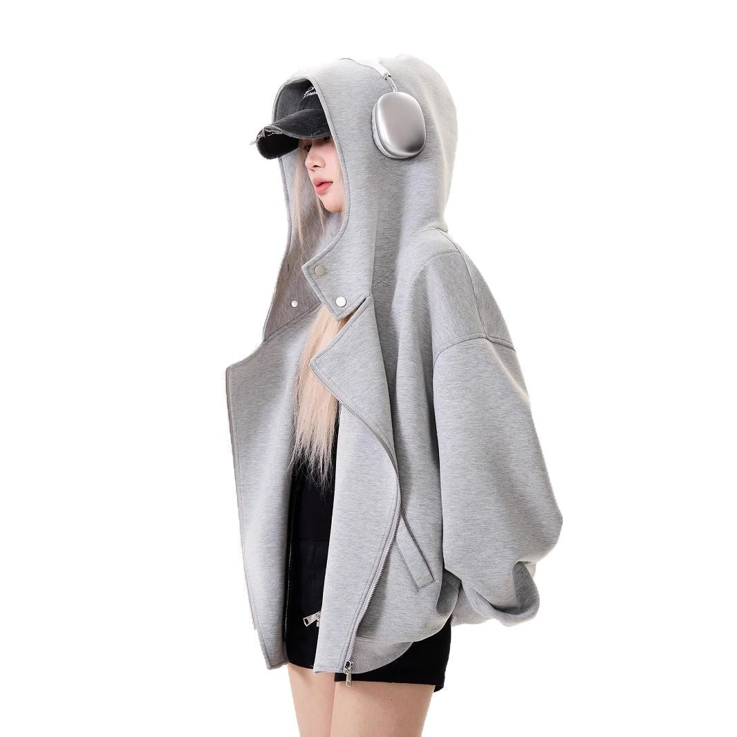 Double Zipper Hooded Sweater - threadspired