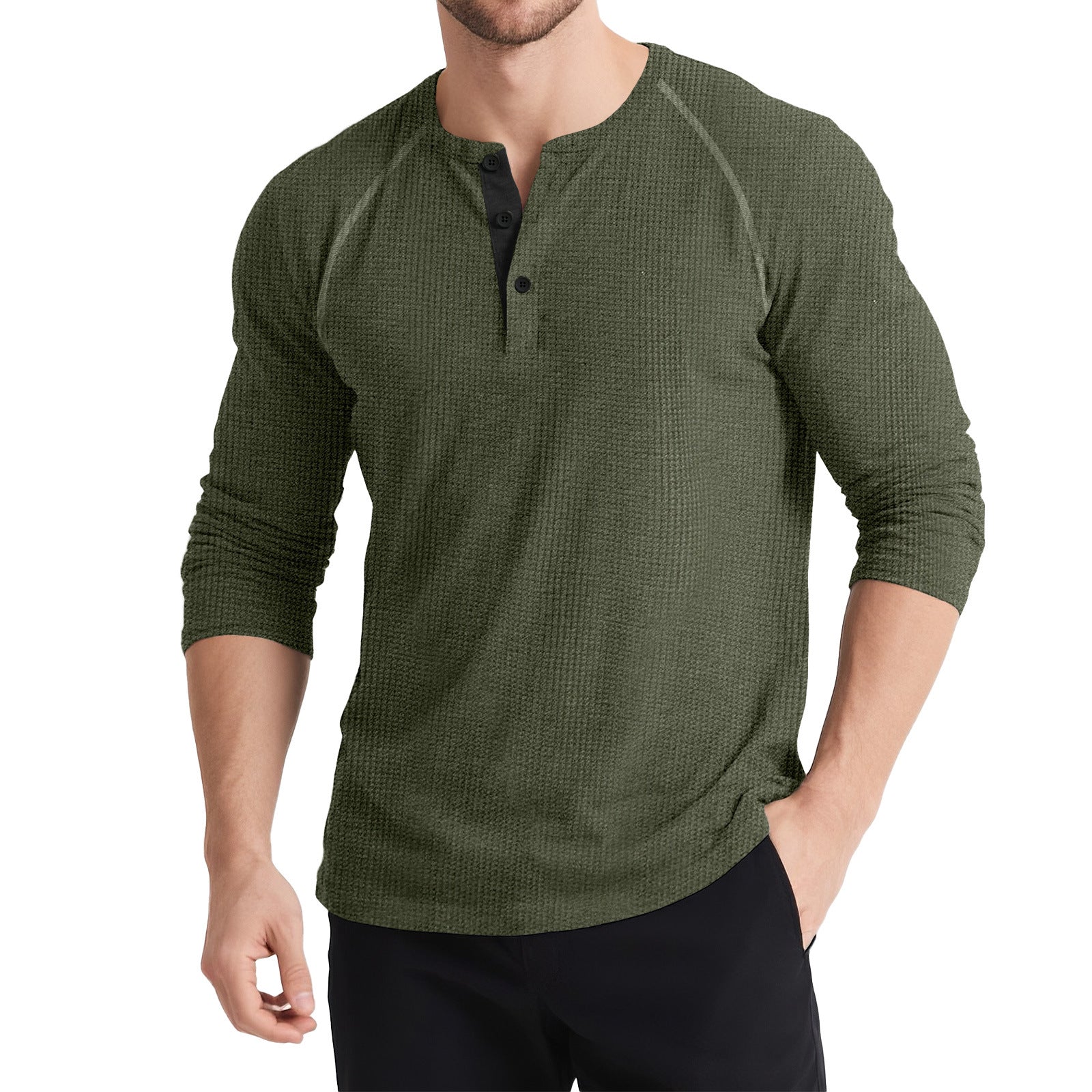Three-button Solid Colour Comfy Sweashirt - threadspired