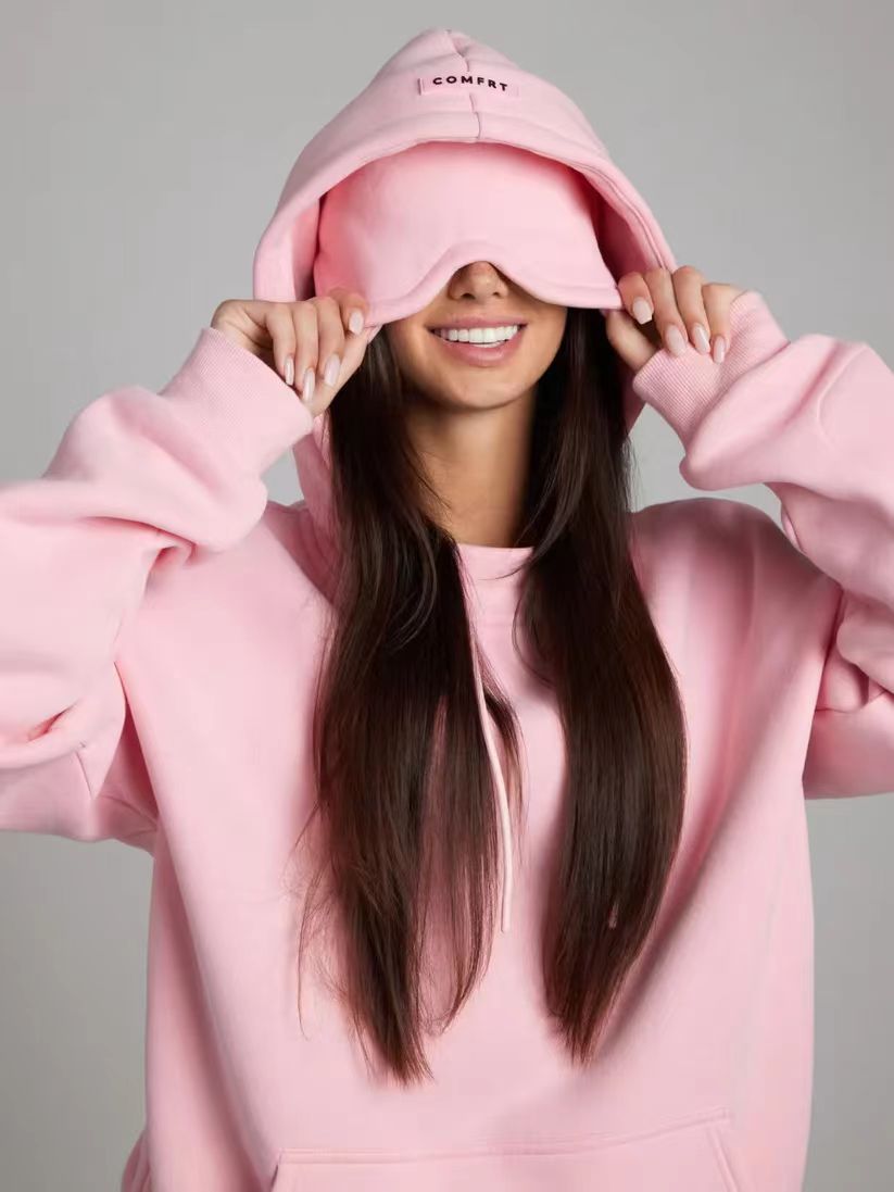 Colourful Hoodie With Drawstring Eye Mask - threadspired
