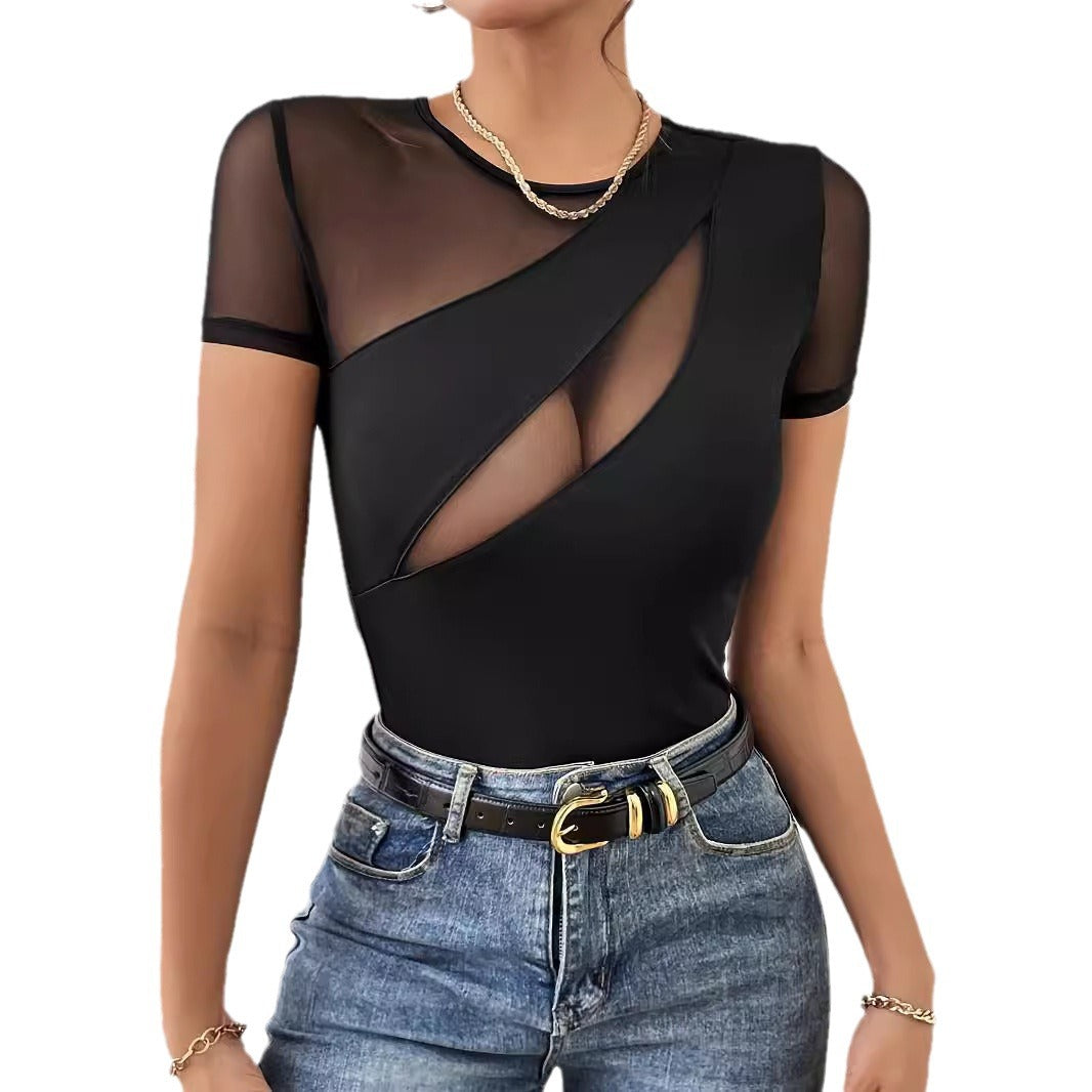 Short-Sleeve Mesh-Panel T-Shirt - threadspired