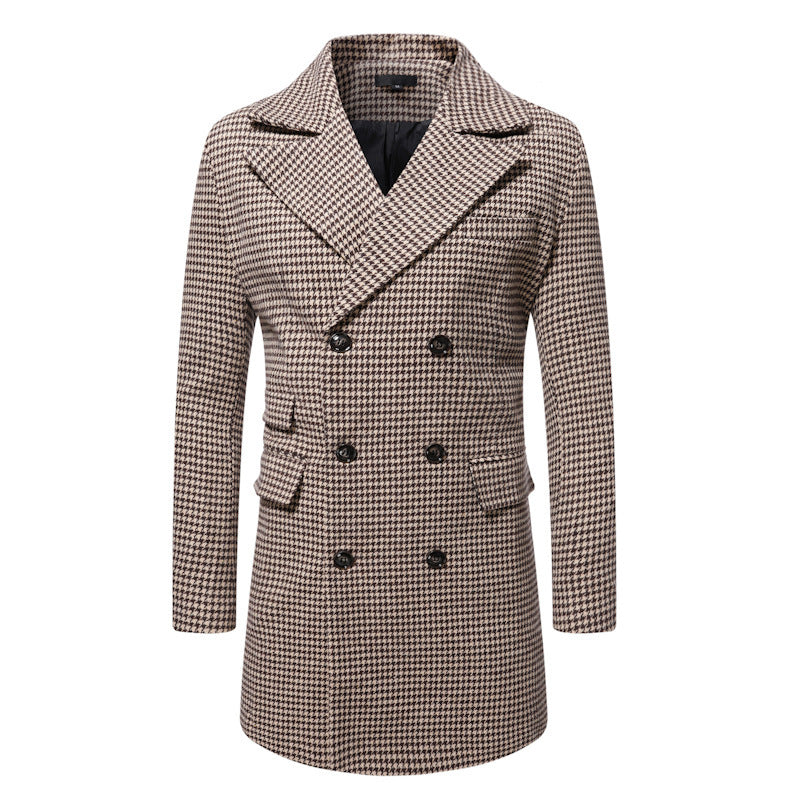 Mid-Length Plaid Pattern overcoat - threadspired