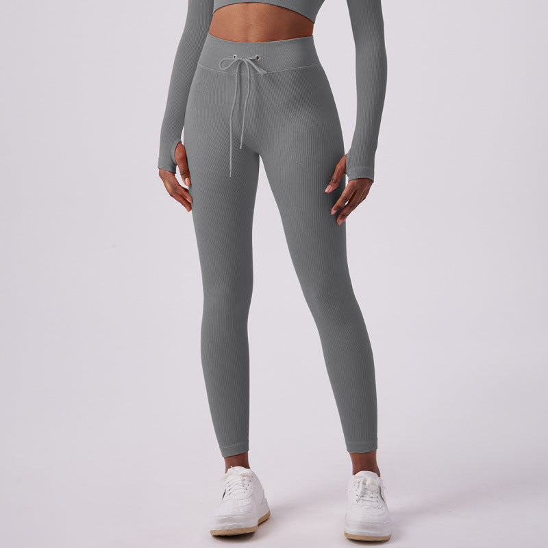 Adjustable Drawstring Yoga Pants - threadspired