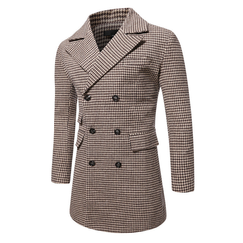 Mid-Length Plaid Pattern overcoat - threadspired