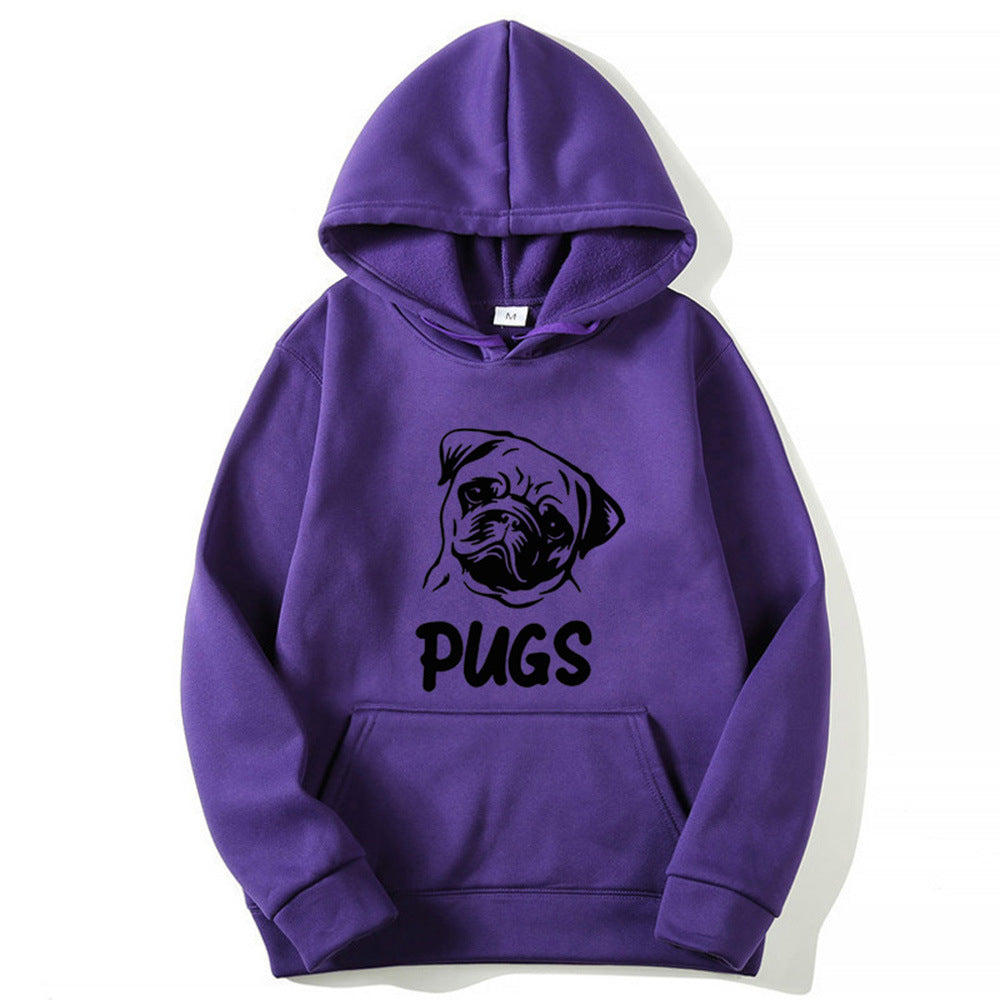 Pug Printed Hoodie - threadspired