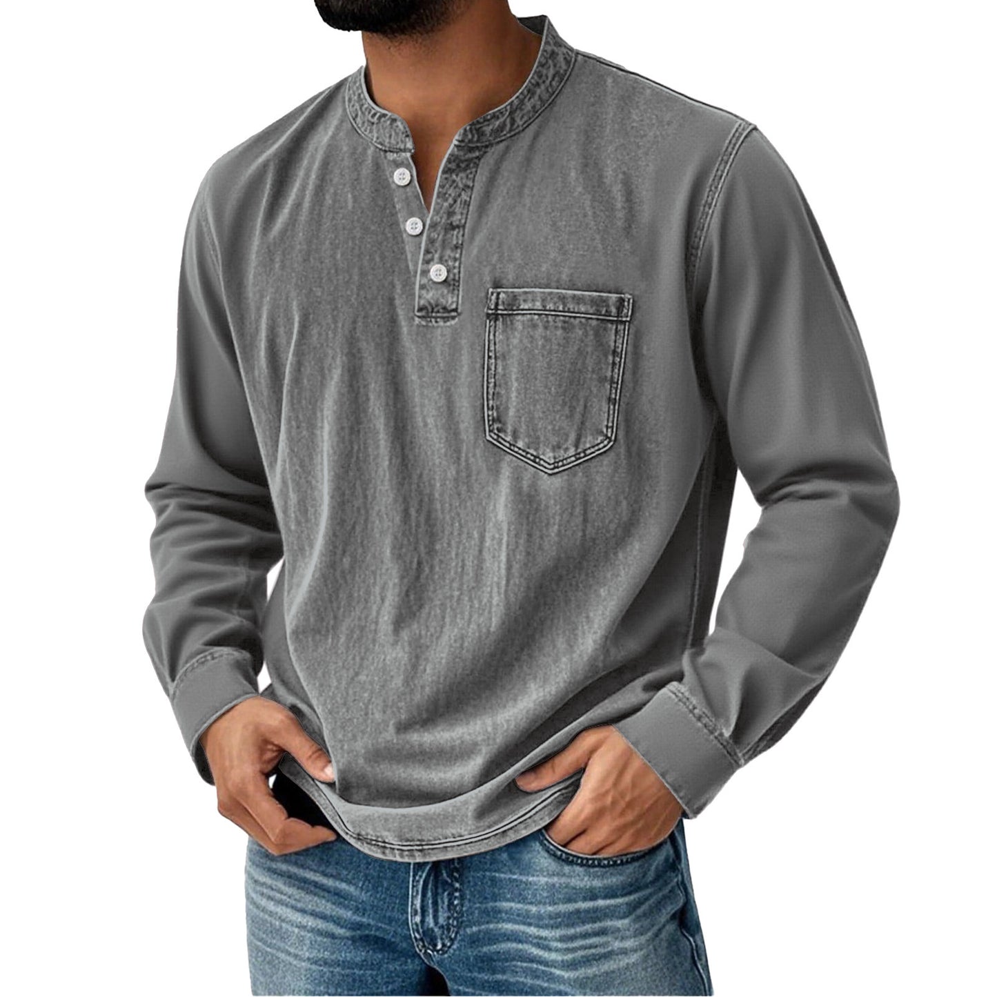 Three-button Long-sleeve Shirt