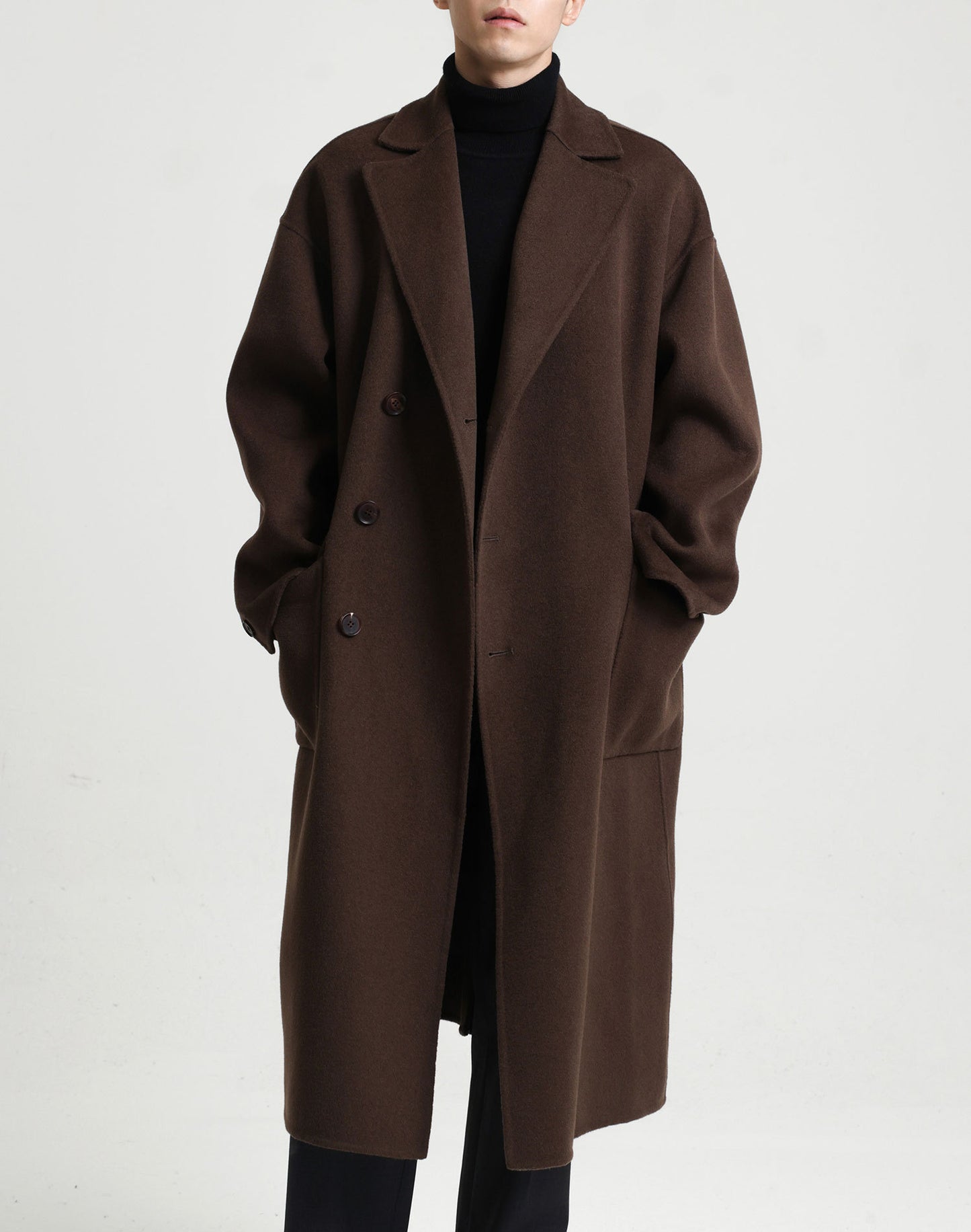 Long Double-faced Woolen Overcoat - threadspired