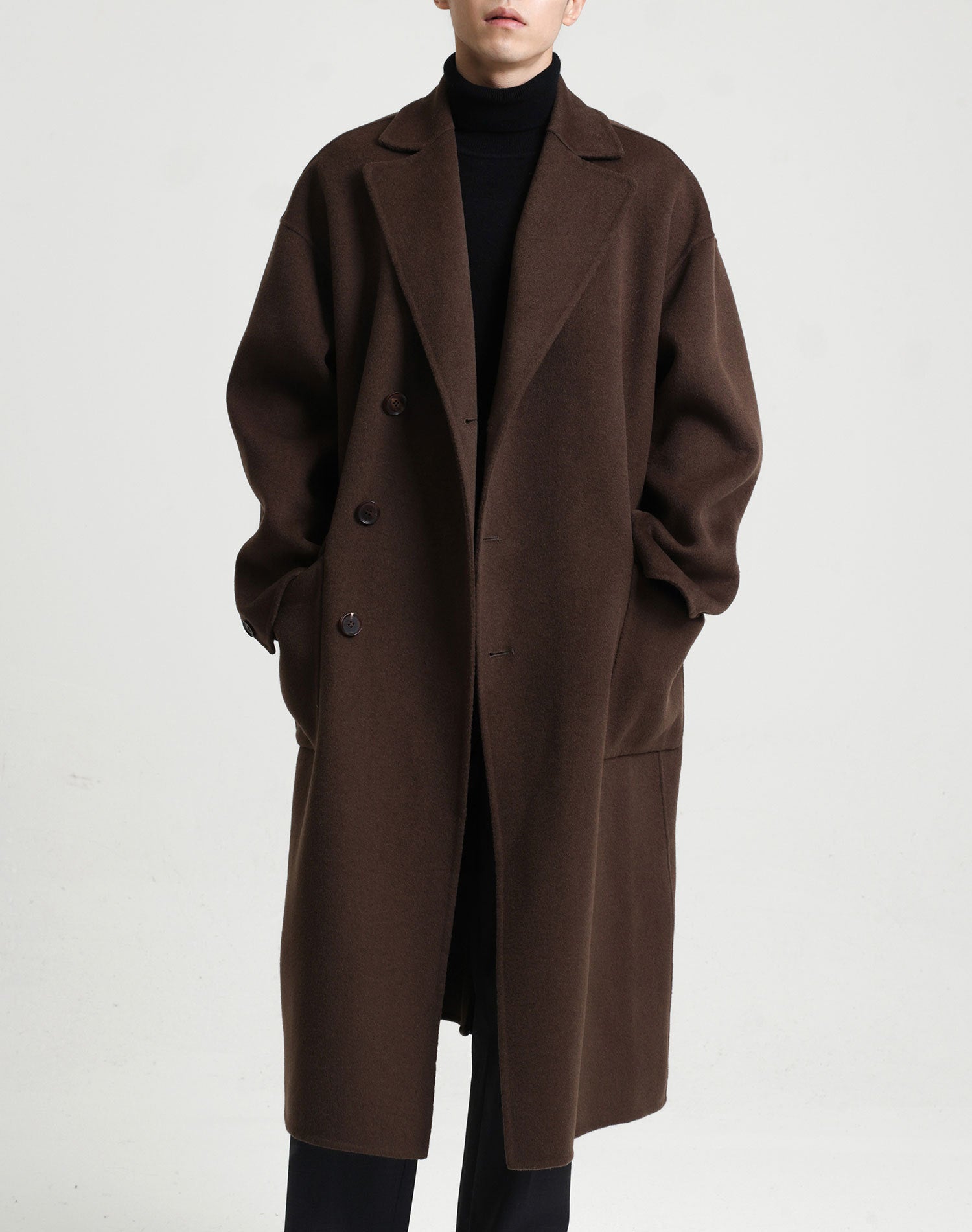 Long Double-faced Woolen Overcoat - threadspired