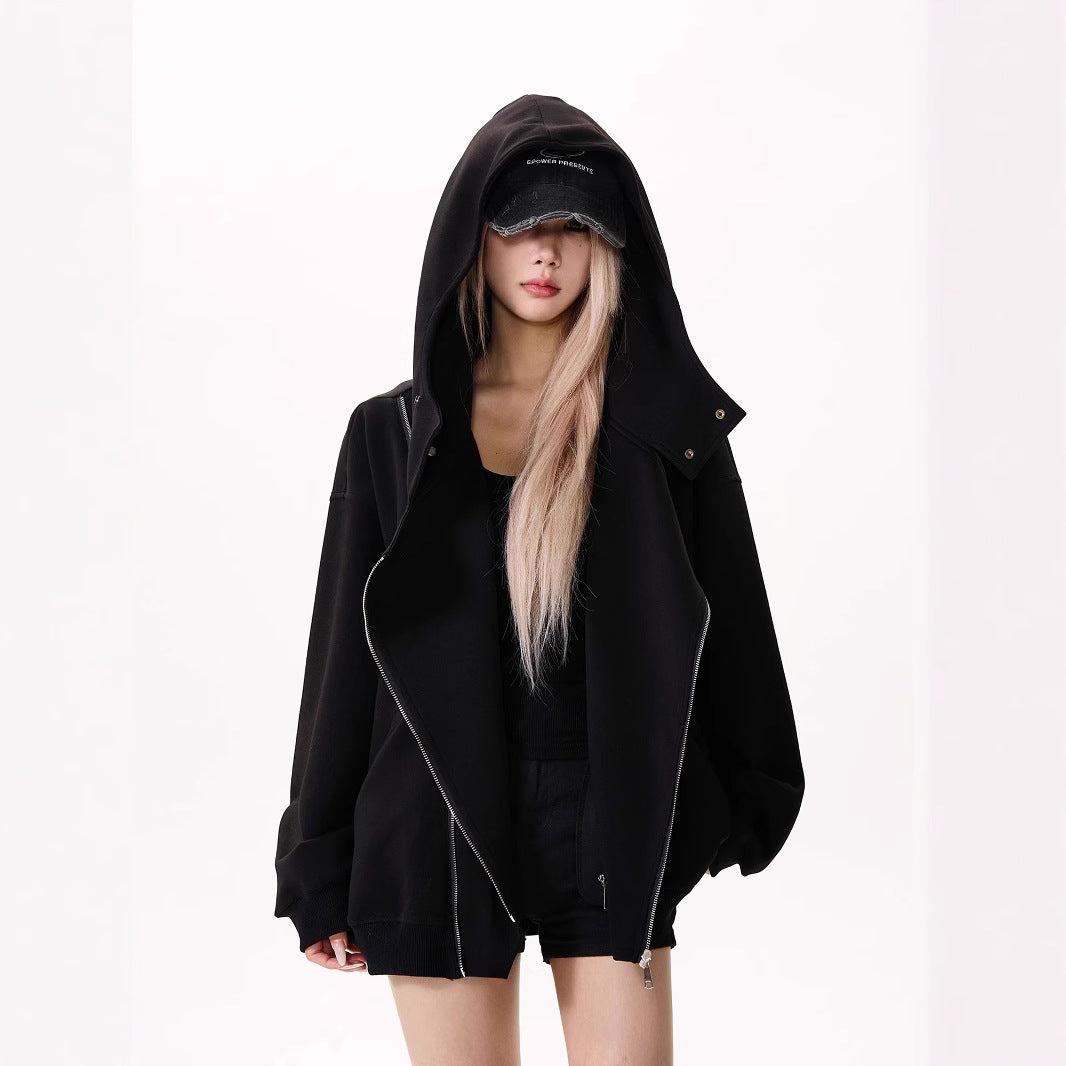 Double Zipper Hooded Sweater - threadspired
