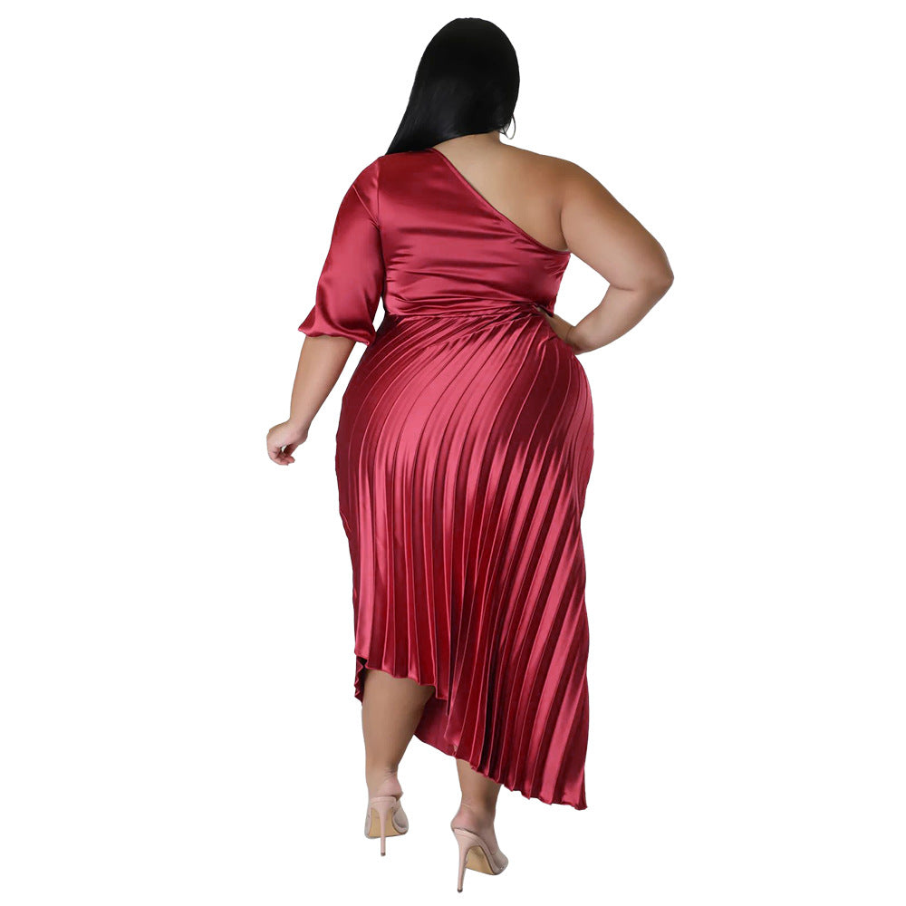 Off-the-shoulder Drawstring Pleated Dress - threadspired