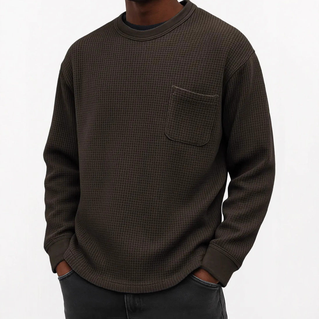 Men's Plus-Size Casual Crew-Neck Long-Sleeve Sweatshirt - threadspired