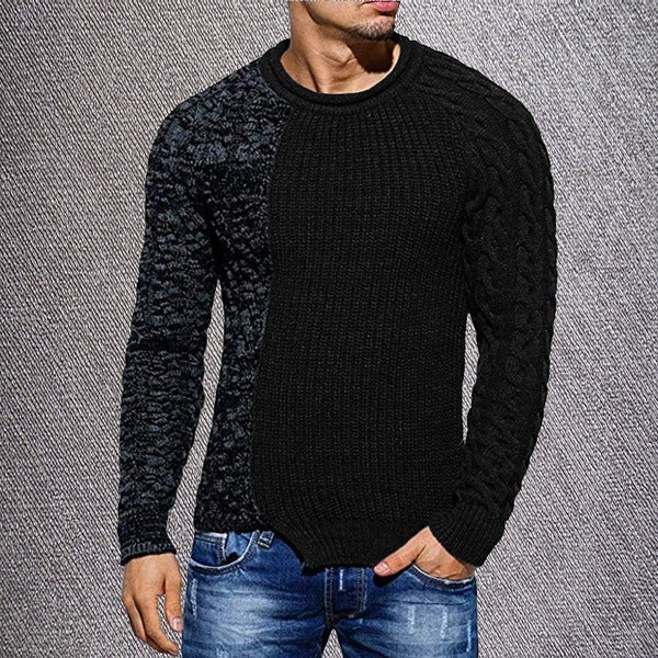Double Pattern Knitted Sweater - threadspired