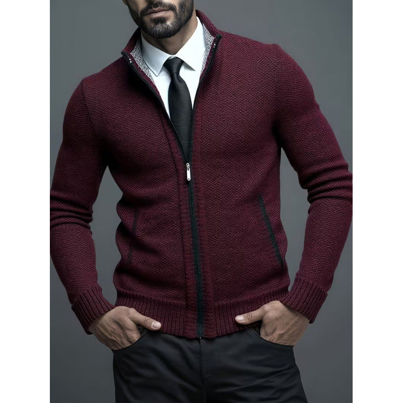 Stand-up Collar Knitted Sweater Coat