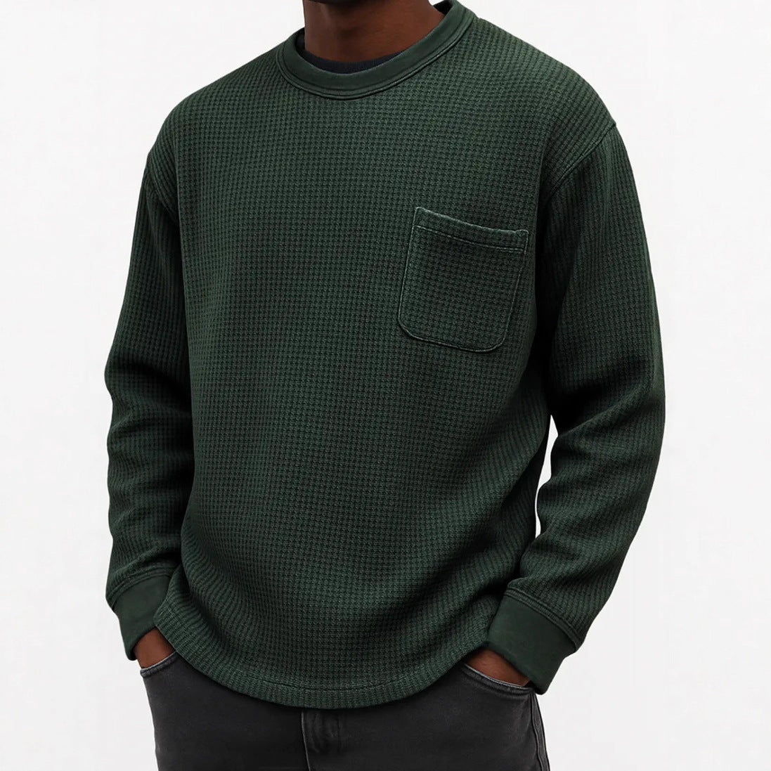 Men's Plus-Size Casual Crew-Neck Long-Sleeve Sweatshirt - threadspired