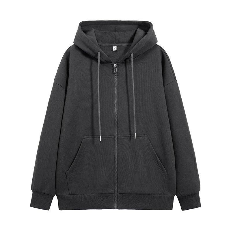 Double-zipper And Solid-color Long Sleeves Hoodie - threadspired