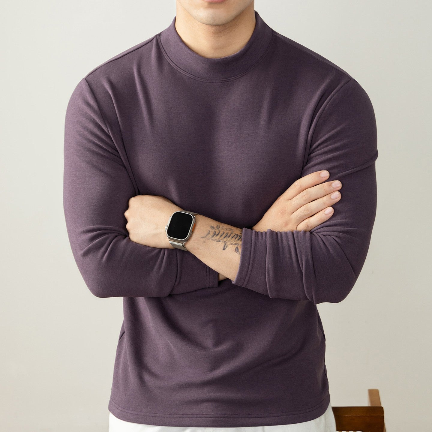 Slim-fit Round Neck Long-sleeve Top - threadspired