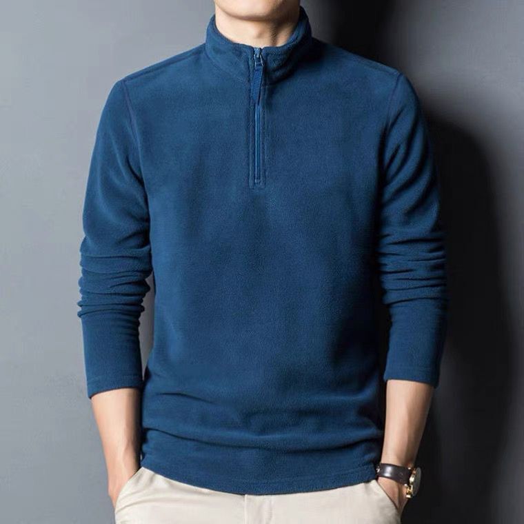 Long-sleeve Mock-neck Fleece With Zipper - threadspired